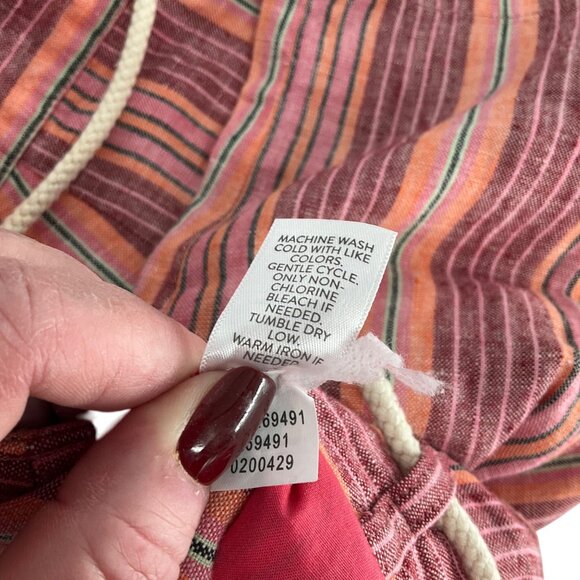 J. Jill Womens Striped Linen Shorts Size Rope Tie Belt coastal resort wear - Picture 5 of 9